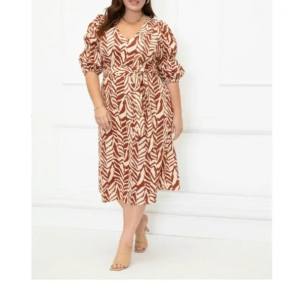 Eloquii | Dresses | Eloquii Elements Womens Plus Size Puff Sleeve Fit And Flare  Dress 2 | Poshmark